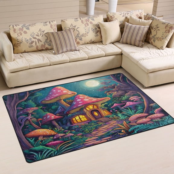Carpet Mat with Memory Foam Ultra-Soft and Non-Slip Area Rug 60"x39" Whimsical Fairy House