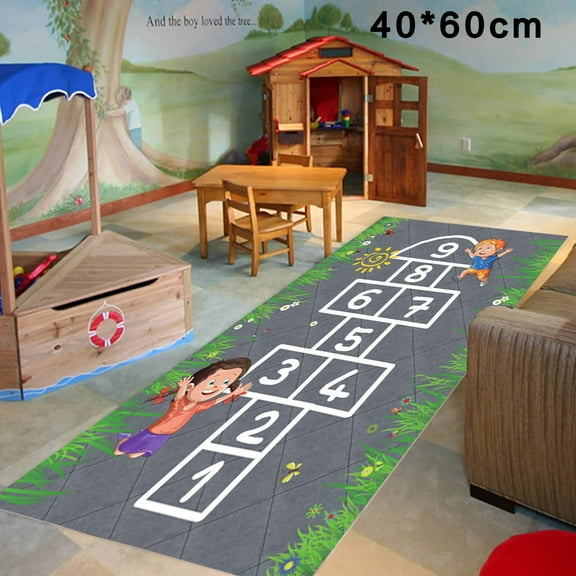 Carpet Non-Slip Floor Mat Cute Hopscotch Boy Play 40×60Cm,1X Floor Mat,Lovely Jumping House Carpet Slip Mat Boy Play Climbing Mat Interesting Mat