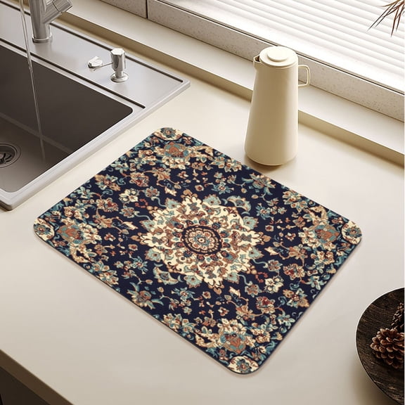 Carpet Patterns Drying Mat Diatomaceous Earth Super Absorbent Slip Rubber Sole Heat Resistant 230 Degrees Fahrenheit 23.619.7in