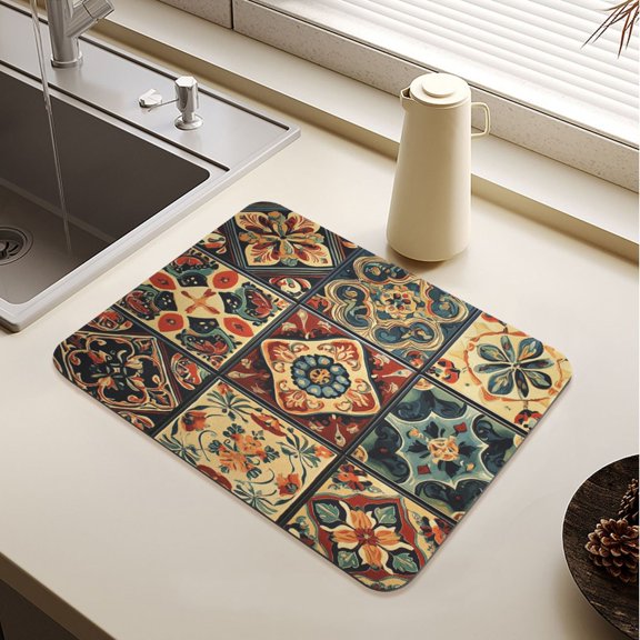 Carpet Patterns Drying Mat Diatomaceous Earth Super Absorbent Slip Rubber Sole Heat Resistant 230 Degrees Fahrenheit 23.619.7in