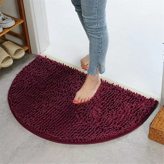 Carpet Polyester Carpet Half Circle Carpet,Absorbent Floor Mat,Bathroom Entrance Mat,Bedroom,Bathroom,Non Slip Mat,Household Purple