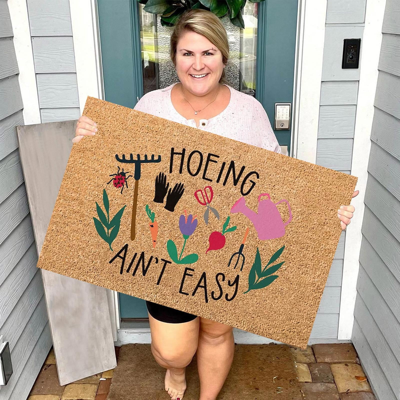 Carpet Polyester Carpet Hoeing Ain'T Easy Funny Cute Doormat Door Mat ...