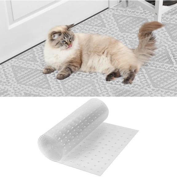 Pet Carpet Protector Mat 14.4x5.2FT Clear Plastic Runner with Spikes for Doorway Rug Anti Cat Scratch Durable Floor Guard Easy Trim to Fit, Clear