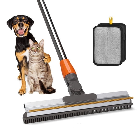 Carpet Rake for Pet Hair Removal, 2 in 1 Reusable Dog Cat Hair Remover with 60in Adjustable Long Handle, Carpet Scraper Pet Hair Removal Tool for Rugs, Mats, Couch
