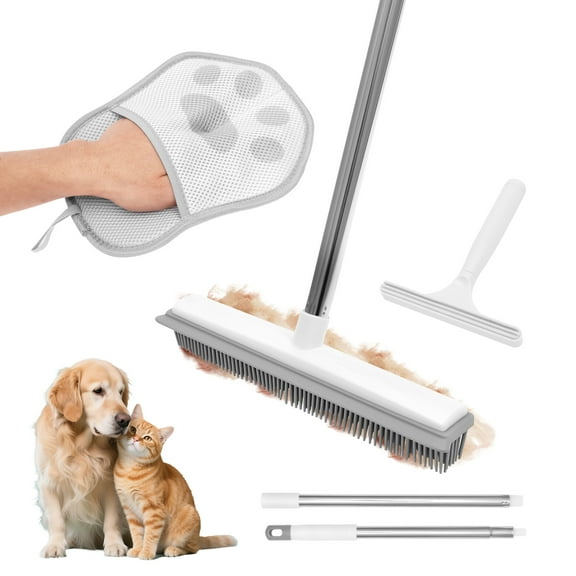 Carpet Rake for Pet Hair Removal-47" Adjustable Long Handle Carpet Rake,3 in 1 Reusable Pet Hair Removal Tool Kit,Carpet Scraper Dog Cat Hair Remover Tool for Rugs