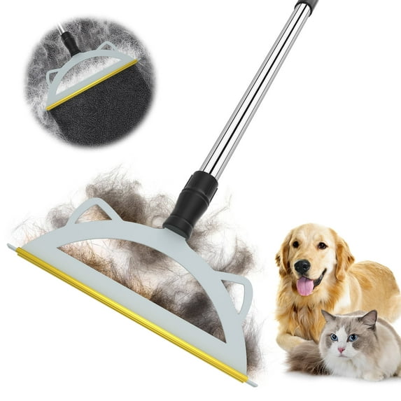 Carpet Rake for Pet Hair Removal-Adjustable Long Handle Pet Hair Removal Tool, Carpet Rake Fur Scraper,Reusable Dog Cat Hair Remover,Broom for Pet Beds,Rugs,Mats,Couch,Furniture