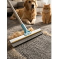 thumbnail image 1 of Carpet Rake for Pet Hair Removal: DELOMO Carpet Scraper Broom with 54” Adjustable Long Handle, Dual-Sided, Metal + Short Silicone for Carpets & Rugs, Extended Silicone for Shag Rugs & Hard Floors, 1 of 7