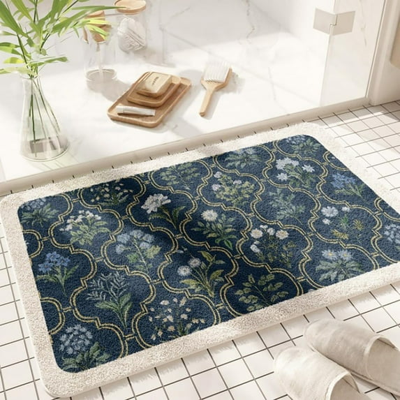 Carpet,Rectangle Bathroom Rugs Spring Floral Print Absorbent Microfiber Rugs Non Slip Mats For Bathroom Floor Tub And Shower Home Decor Accessories