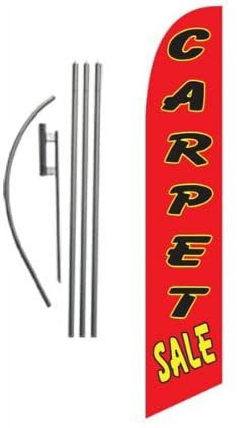 Carpet Sale Advertising Feather Banner Swooper Flag Set with 15 Foot Flag Pole Kit and Ground Stake, Outdoor Sign