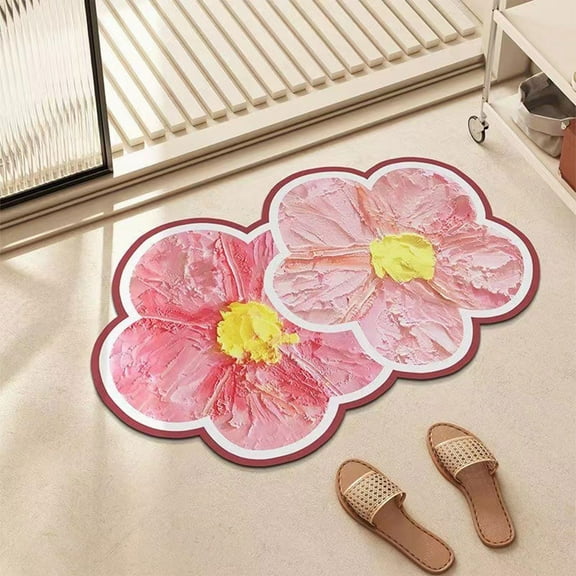 Carpet,Special Shaped Flower Mud Floor Mat Strong Water Absorption And Quick Drying Mat Bathroom Carpet Shower Door Non Slip Cushion