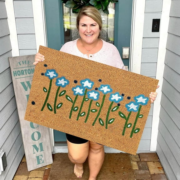 Carpet,Spring and Summer Small Blue Flower Carpet Floor Mats