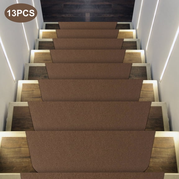 Carpet Stair Treads Set of 13 Non Slip Skid Runner Mats & Rug Tread Brown SALE