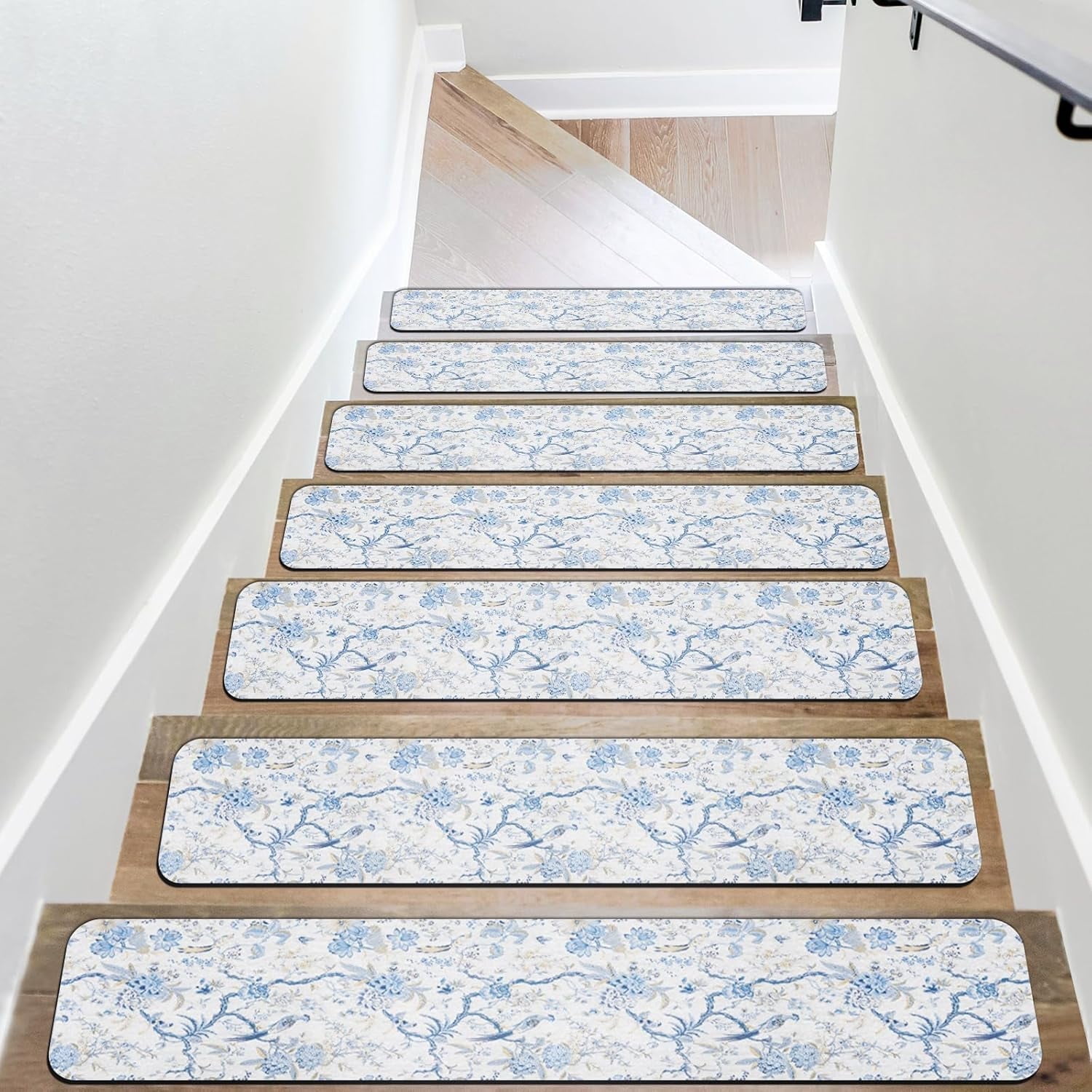 Odot Bohemian Style Stair Pads, Silent Stair Mats, Removable Stair Runner Carpet Treads, Non-Slip Stair Carpet,Stairslide Carpets Rugs For Elders,Kids & Pets Safety Mats (Orange,Set Of 15