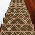 thumbnail image 1 of Carpet Stair Treads for Wooden Steps - Indoor Staircase Step Treads with Thick Carpet & Pattern Design, 9'' x 28'', Beige & White, Pack of 4, 1 of 7