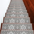 thumbnail image 1 of Carpet Stair Treads for Wooden Steps - Indoor Staircase Step Treads with Thick Carpet & Pattern Design, 9'' x 28'', Gray & White, Pack of 4, 1 of 6