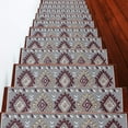 thumbnail image 1 of Carpet Stair Treads for Wooden Steps - Indoor Staircase Step Treads with Thick Carpet & Pattern Design, 9'' x 28'', Red & White, Pack of 13, 1 of 6