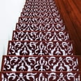 thumbnail image 1 of Carpet Stair Treads for Wooden Steps - Indoor Staircase Step Treads with Thick Carpet & Pattern Design, 9'' x 28'', Red & White, Pack of 4, 1 of 6