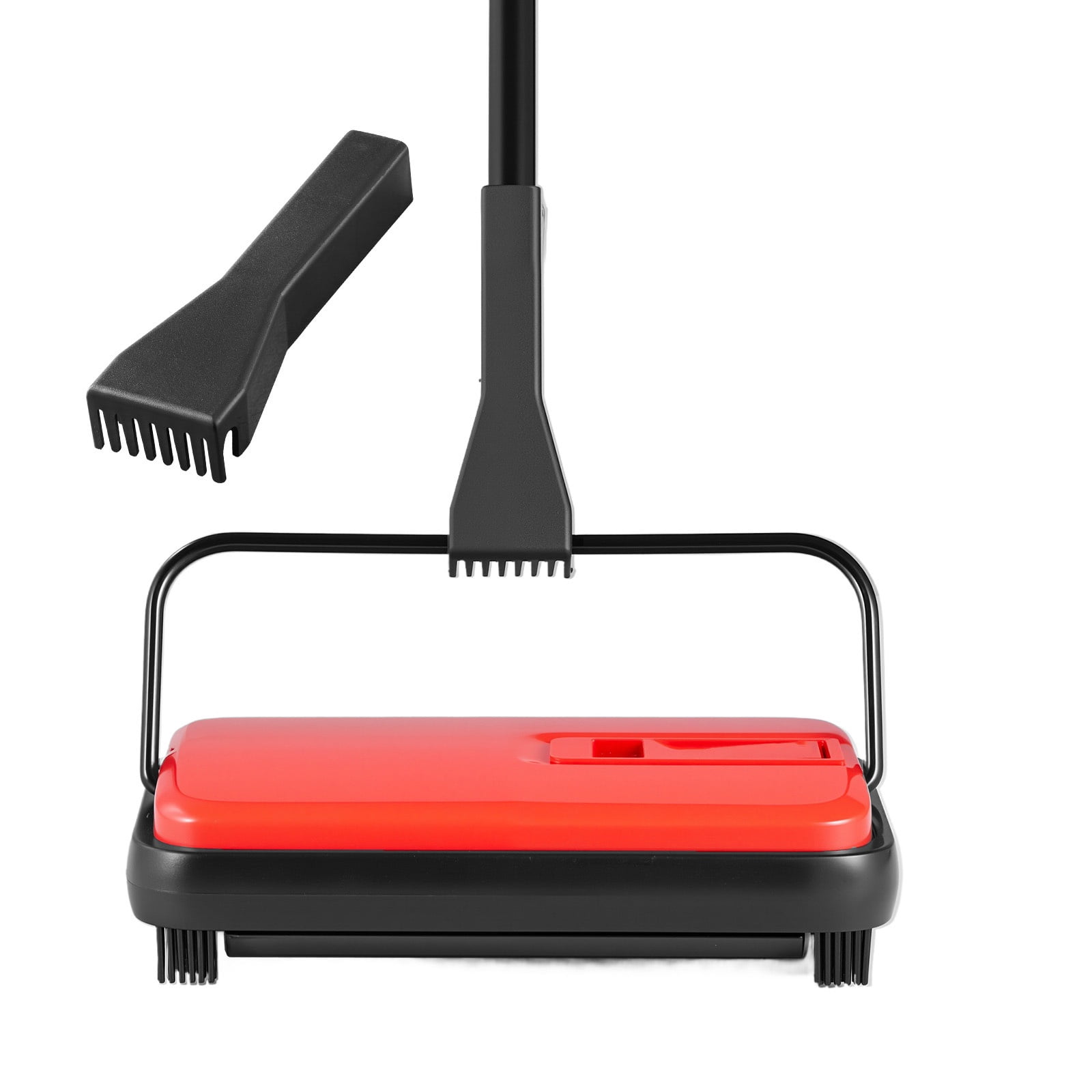 Carpet Sweeper Manual, Floor Sweeper with 300 ml Dustbin Capacity Easy to Empty, 6.7 inch Cleaning Width for Home Office Carpets Pet Hair Dust Red