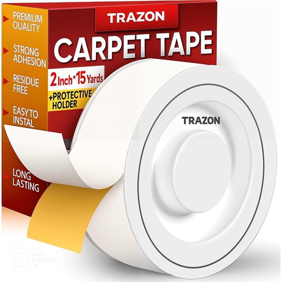 Carpet Tape Double Sided - Rug Tape Grippers for Hardwood Floors and Area Rugs - Carpet Binding Tape Strong Adhesive and Removable, Heavy Duty Stickers Grip Tape, Residue Free (2 Inch / 15 Yards)