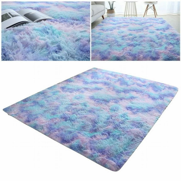 Carpet,Thickened Plush Tie Dyed Silk Carpet Floor Mat Living Room Bedroom Entrance Mat Kitchen Bathroom Floor Mat