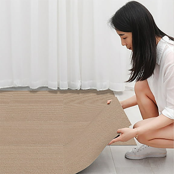 Carpet Tiles Peel and Stick, Squares Carpet Floor Tile 24" x 24", Soft Padded Carpet Tiles, Self Adhesive Carpet 1PC Tiles Per Box 2Sq Ft for Home Living Room Bedroom Office, Khaki