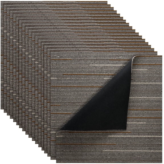 Carpet Tiles Reusable 24x24 inch, 24 PCS Modular Carpet Square Rug, Commercial Floor Soft Padded for Seamless Cover 96sq.ft, Easy DIY for Living Room Bedroom Office Indoor,Dark Brown