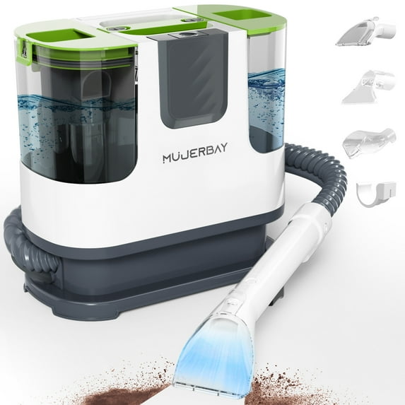 Aeitto® Carpet and Upholstery Cleaner Machine Portable, 12Kpa Spot and Stain Cleaner, Easy Move with Universal Wheels & Handle, 1.18-inch Deep Cleaning Machine for Couch, Car and Pet Messes, Green