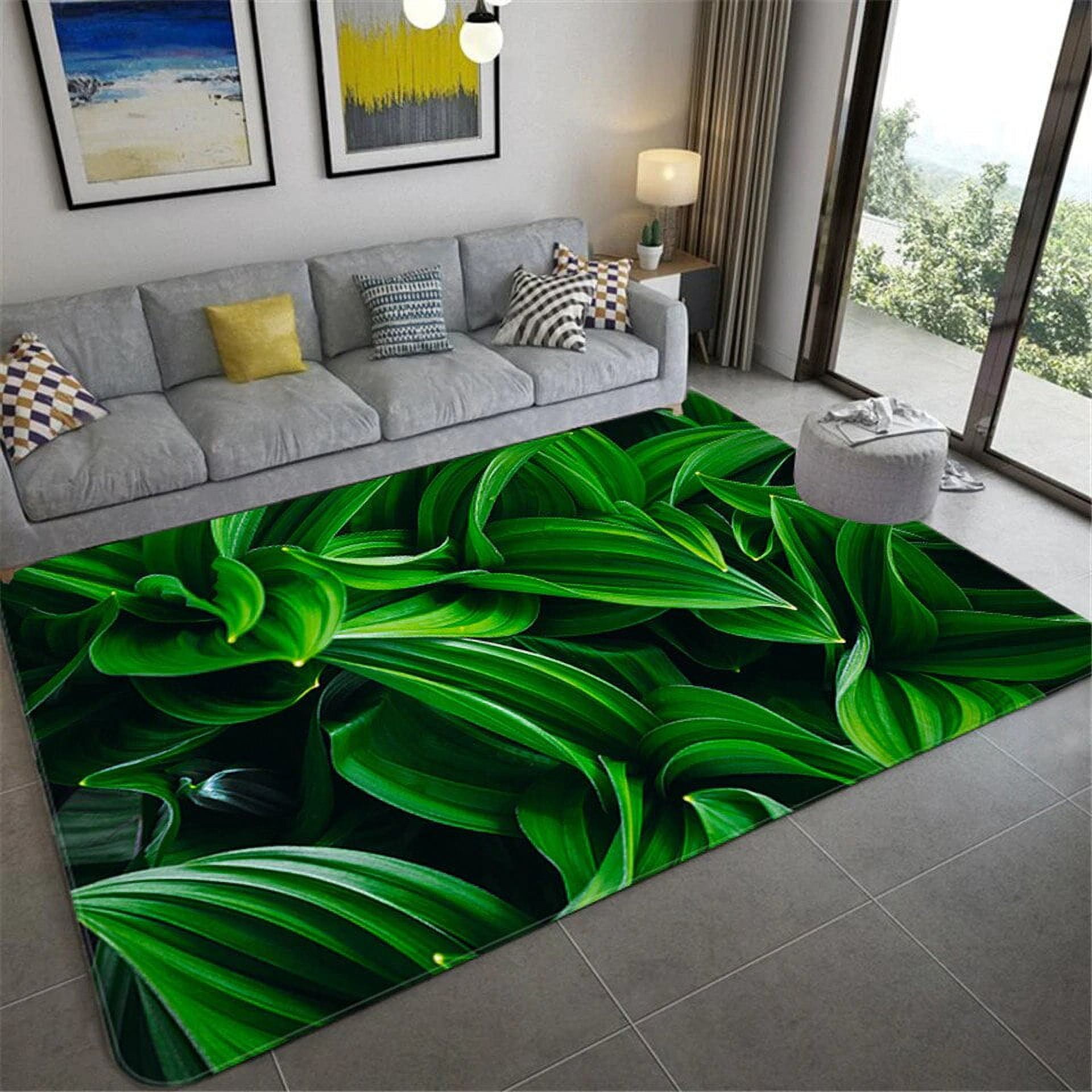Carpet for Living Room Green Leaves Printed Bedroom Entrance Door Mat