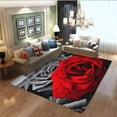 thumbnail image 1 of Carpet for Living Room Romantic Black White Red Rose Flower Painting Area Rug Abstract Non-Slip Beds, 1 of 5