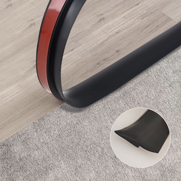 Carpet to Tile Floor Transition Strip, Black Self-Adhesive Threshold Edging Trim (Length 5m, Cover Thickness Within 5mm)