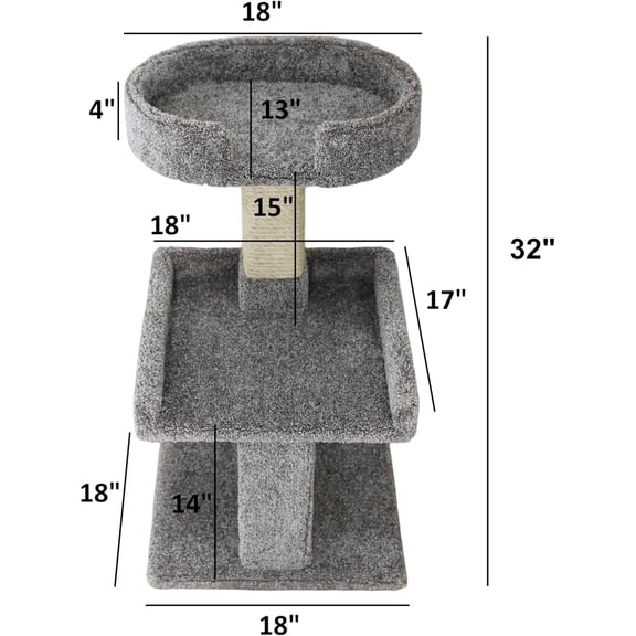 Carpeted Perch Tower with Sisal Scratching Posts for Indoor Cats