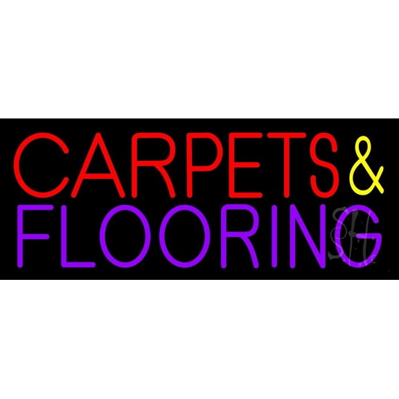 Carpets And Flooring LED Neon Sign 13" Tall x 32" Wide - inches Black Square Cut Acrylic Backing, with Dimmer - Premium built indoor Sign for Storefront, Store interior, Exhibition, Decor.