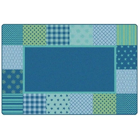 Carpets for Kids 1554 4 x 6 ft. Kidsoft Pattern Blocks Rug, Blue - Rectangle