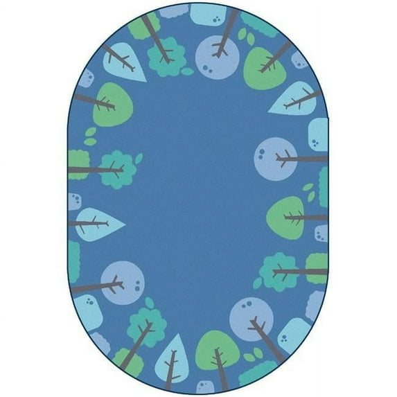 Carpets for Kids 1764 4 x 6 ft. Kidsoft Tranquil Trees Rug, Blue - Oval