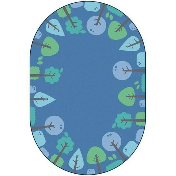 Carpets for Kids 1766 6 x 9 ft. Kidsoft Tranquil Trees, Blue - Oval