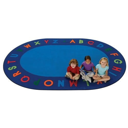 Carpets for Kids 2506 Circletime Alphabet Primary Kids Rug Oval 6 x 9 feet, Blue