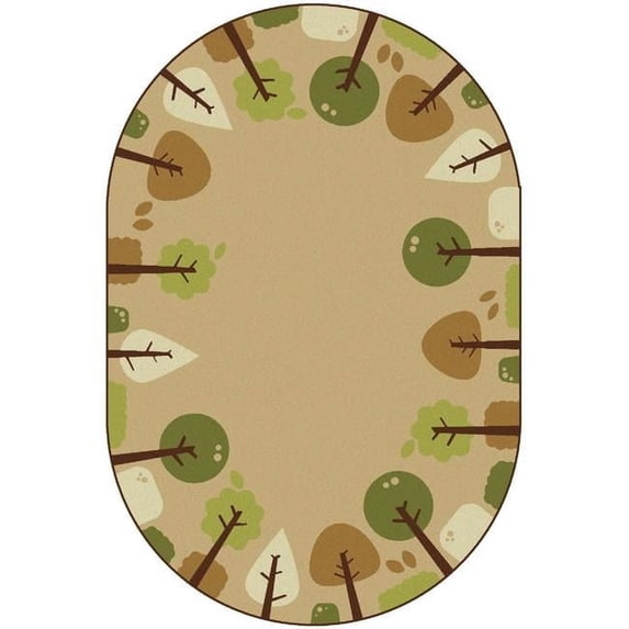Carpets for Kids 29764 4 x 6 ft. Kidsoft Tranquil Trees Rug, Tan - Oval