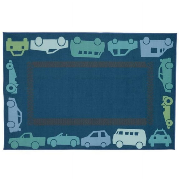 Carpets for Kids 37.38 3 x 4 ft. 6 in. All Autos Border Activity Rectangle Rug - Blue
