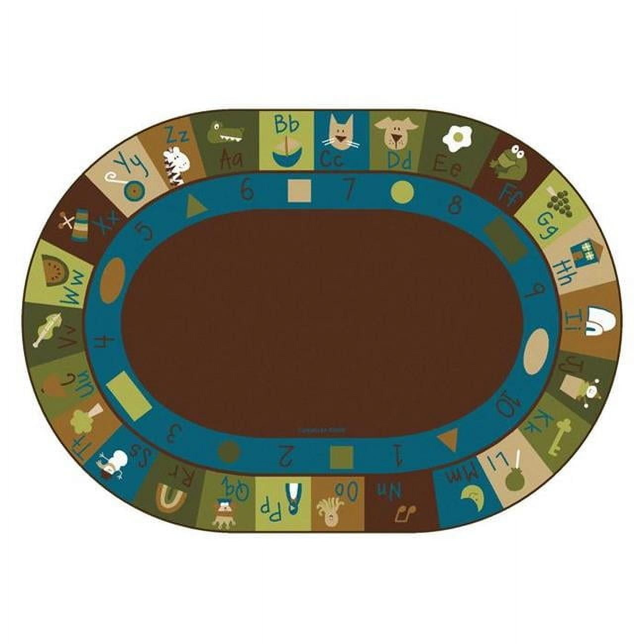 Oval Stain-Resistant Synthetic Kids Learning Blocks Rug