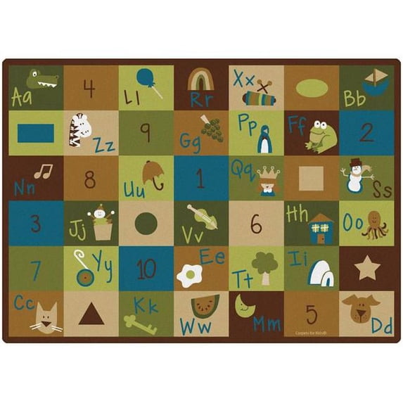 Carpets for Kids Learning Blocks Nature Design Rug - 11.67 ft Length x 100" Width - Rectangle