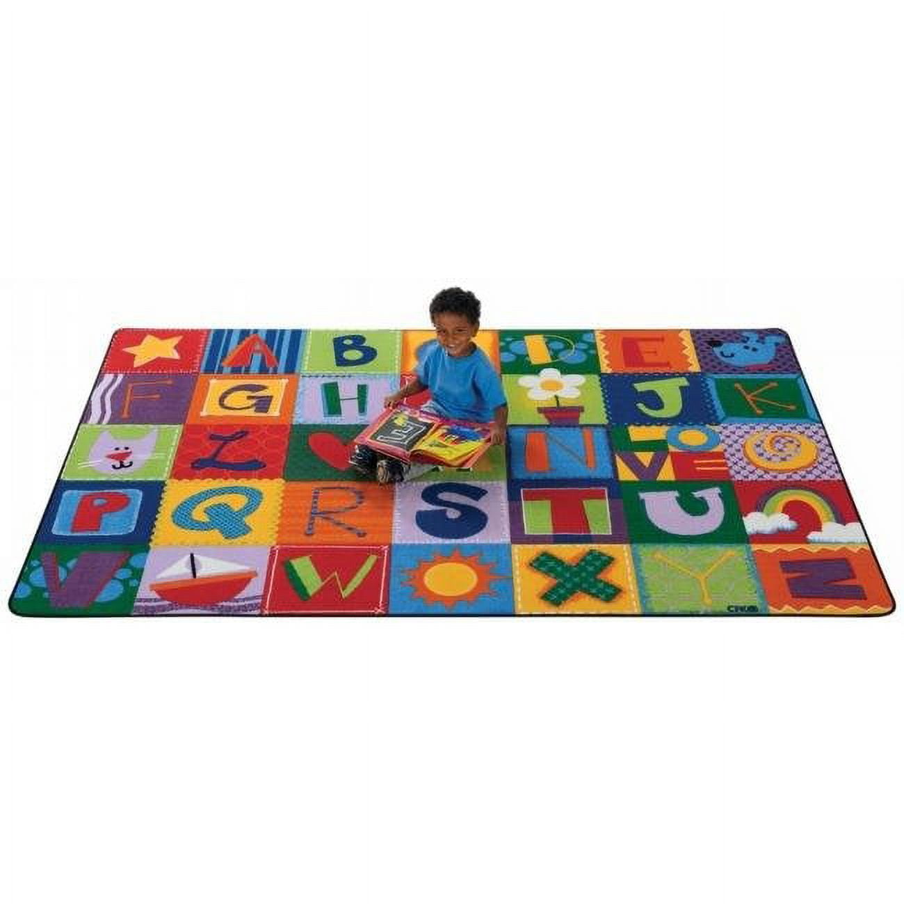 Multicolor Geometric Tufted Synthetic Kids Alphabet Area Rug 6' x 9'
