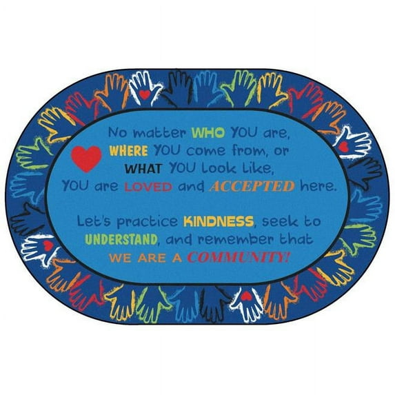 Carpets for Kids 3906 6 x 9 ft. Hands Together Community Rug, Oval