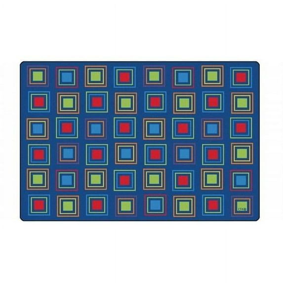 Carpets for Kids 4116 Primary Squares Seating Rug- 6 x 9 ft.