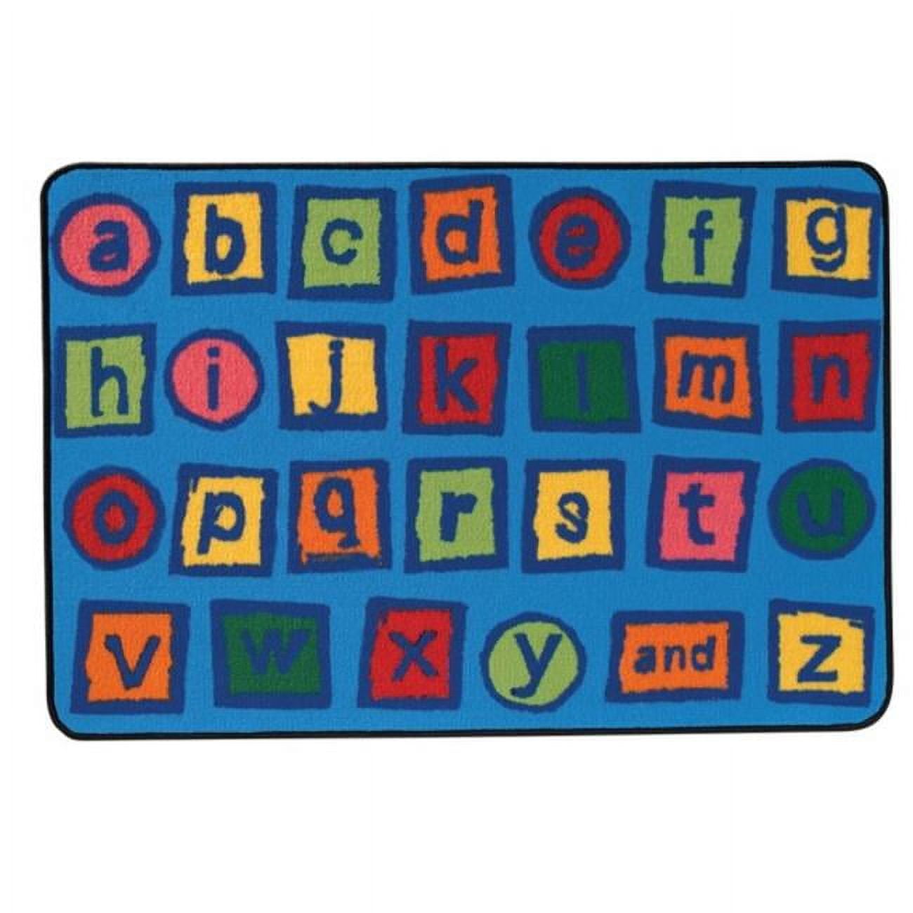 Blue Alphabet Blocks Synthetic Rectangle Rug 4ft x 6ft