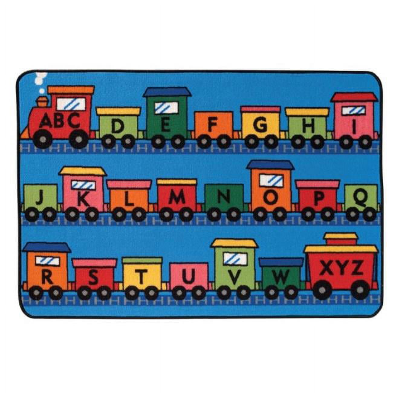 Blue and Red Alphabet Train Synthetic Kids Rug 4' x 6'