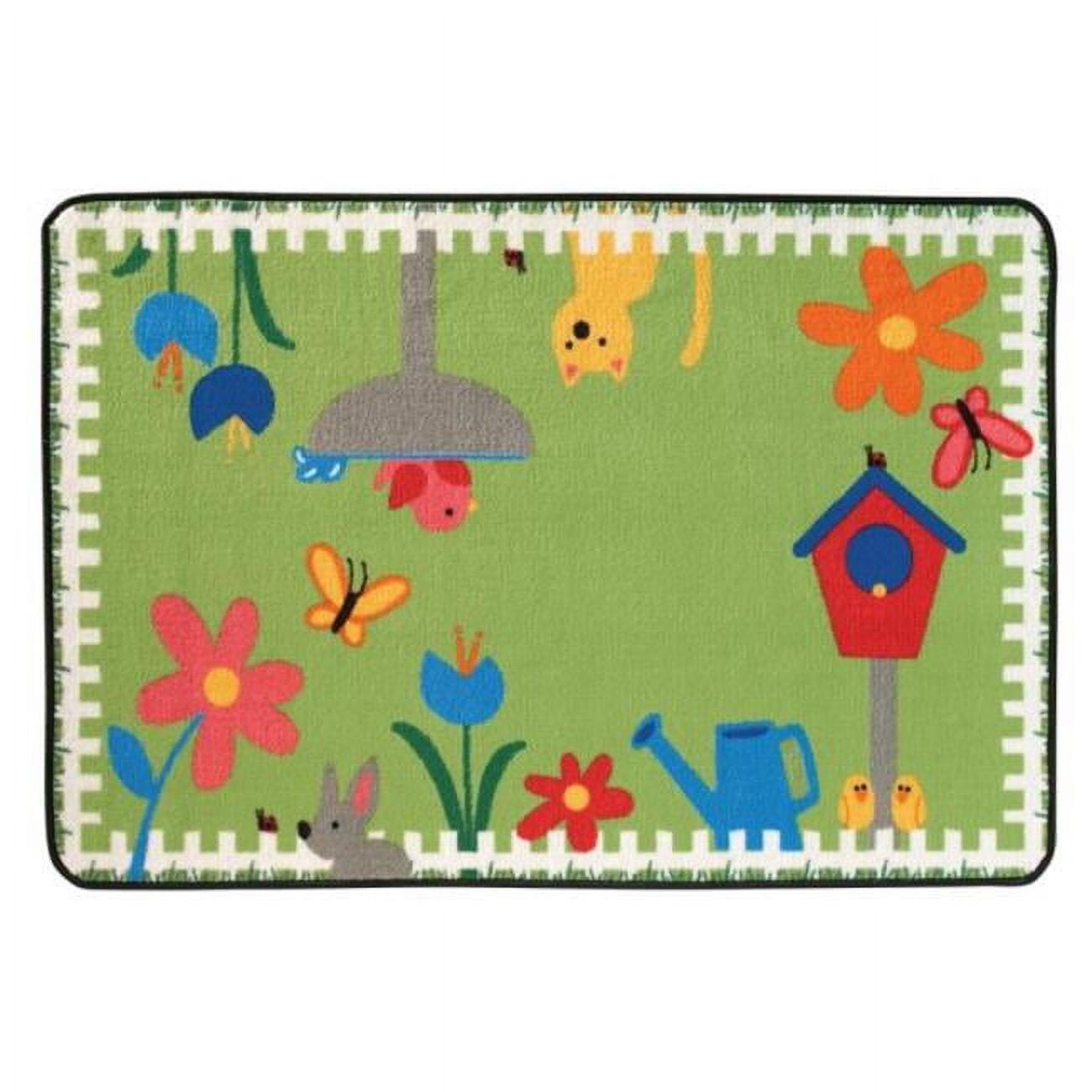 Garden Time Green and Blue Synthetic Kids Rug 4' x 6'