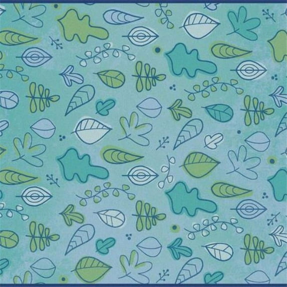 Carpets for Kids 53754 4 x 6 ft. Rectangle Kidsoft Falling Leaves Border Rug - Blue