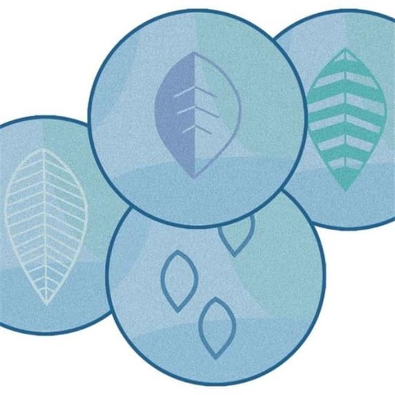 Carpets for Kids 60302 16 in. Rounds Peaceful Spaces Leaf Kit, Blue - Set of 12