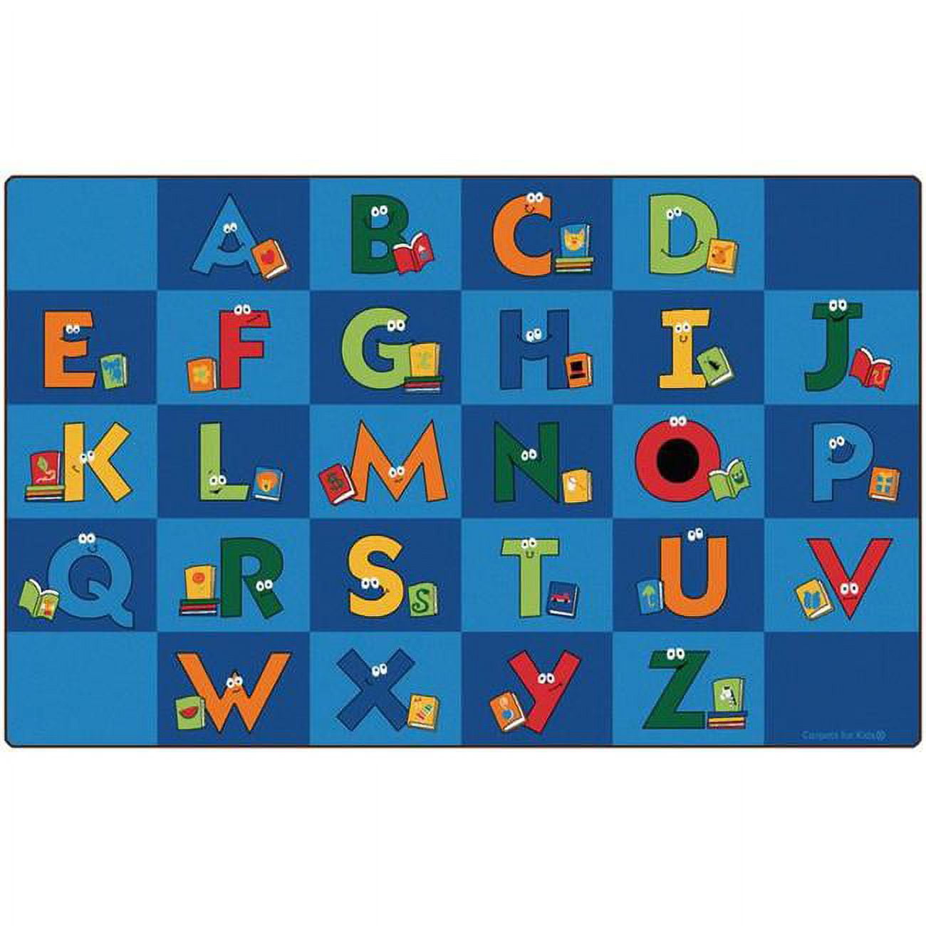 Large Blue Alphabet Tufted Rectangular Kids Rug