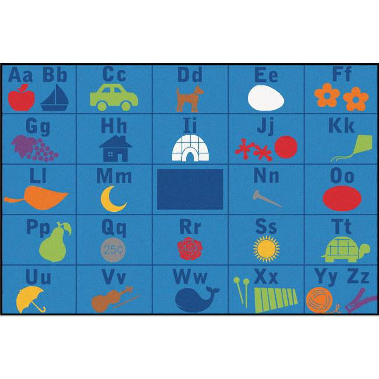 Blue 6' x 9' Tufted Synthetic Kids Rectangular Rug